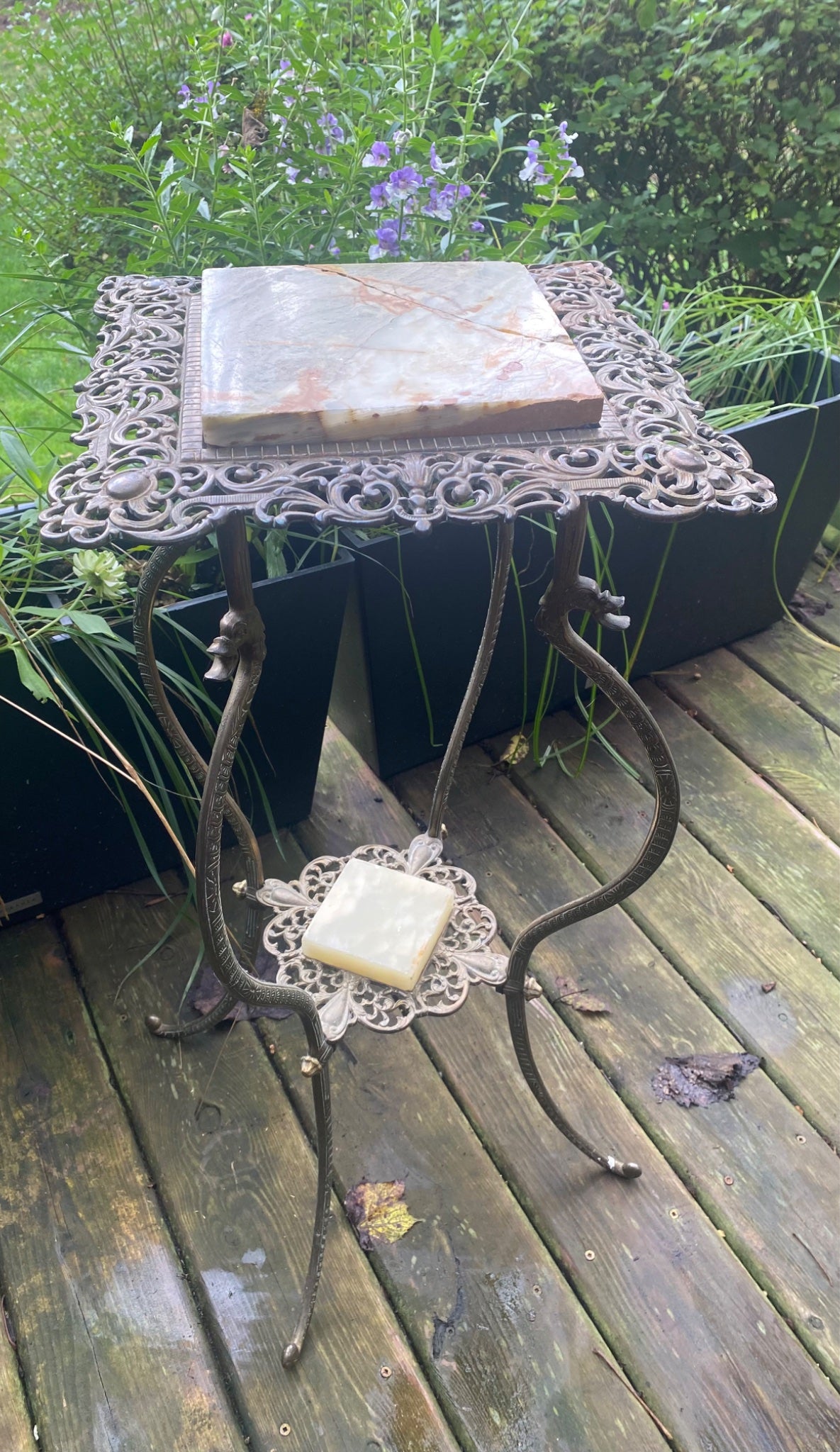 Victorian Brass and Marble Plant Stand - 3