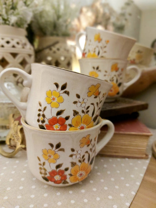 Set 4 Ironstone Wildflower Mugs - 1