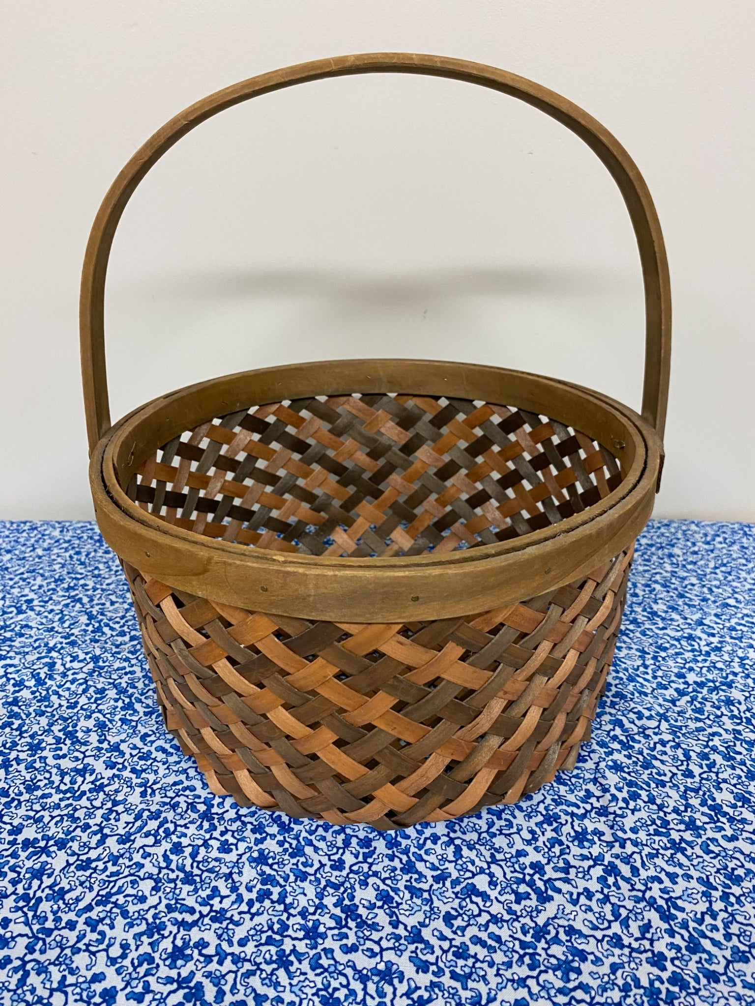 wooden wicker basket with handle - 1