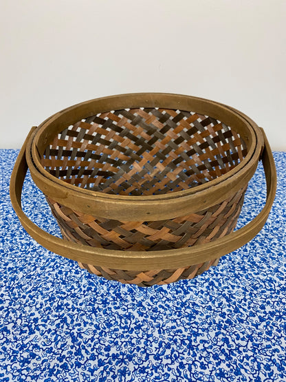 wooden wicker basket with handle - 2