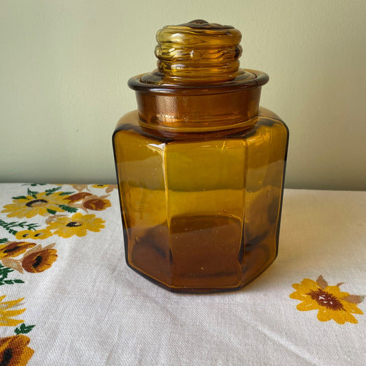Amber Glass Lidded Jar  - 1