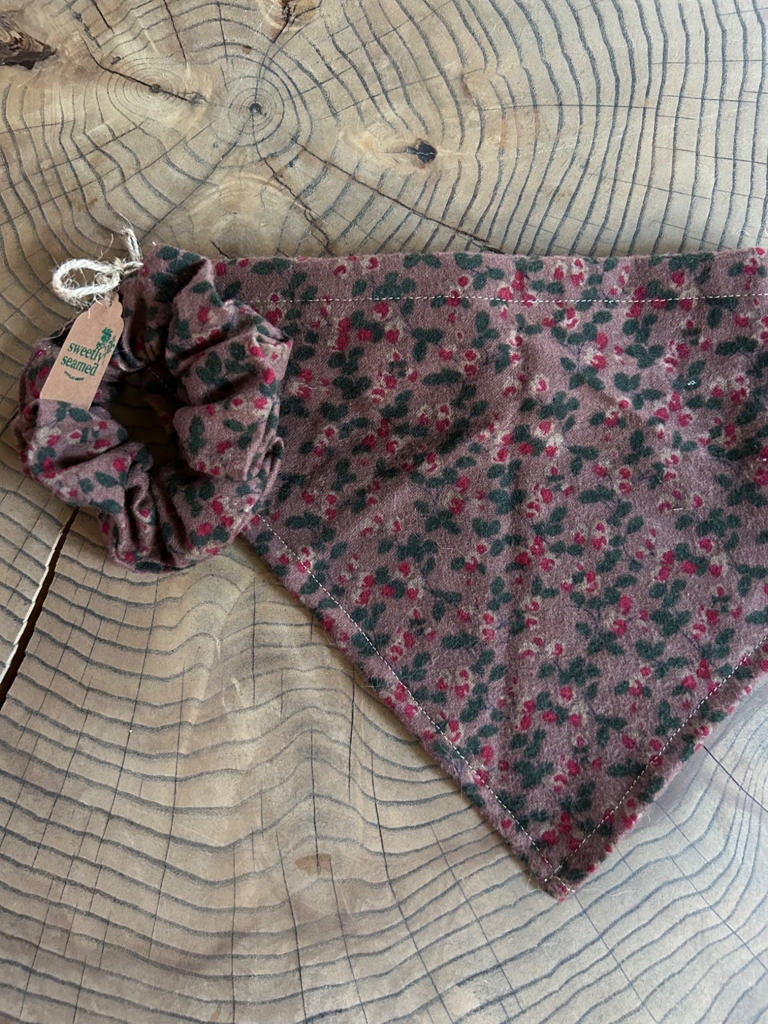 the frosted cranberry dog bandana + scrunchie set - 2