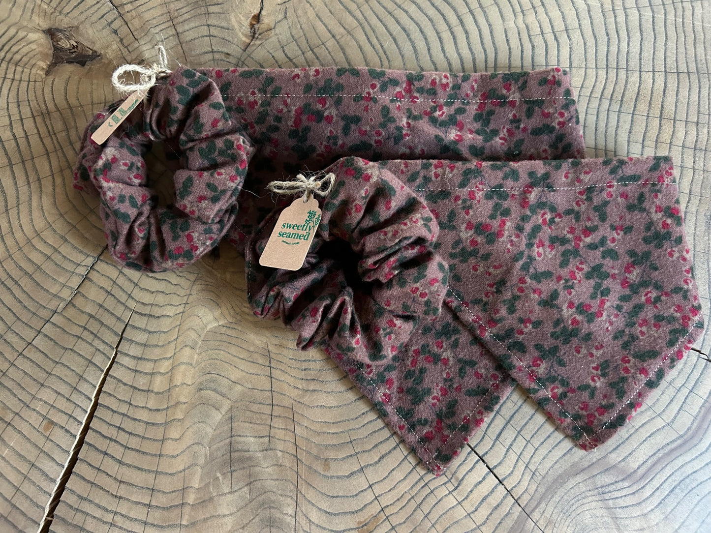 the frosted cranberry dog bandana + scrunchie set - 3