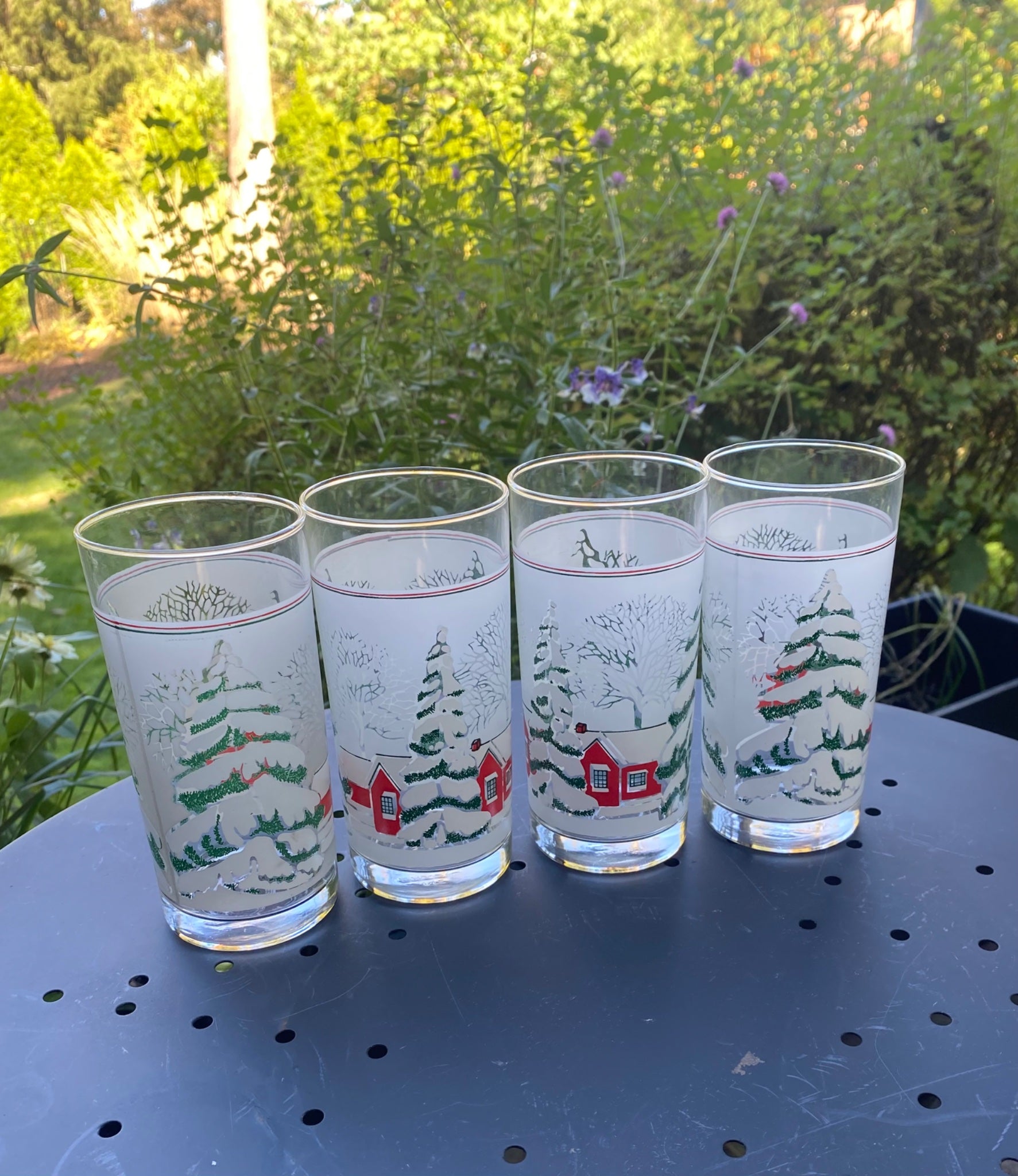 Frosted Vintage Winter/ Christmas glasses - 1