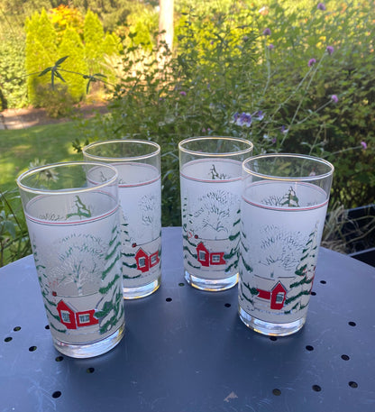 Frosted Vintage Winter/ Christmas glasses - 2