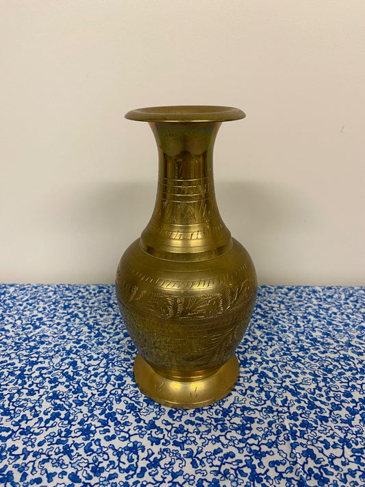 medium brass textured vase  - 1