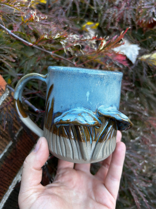 Blue Carved Mushroom Mug - 1