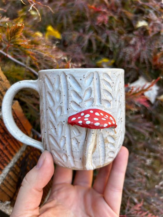 White Carved Mushroom Mug - 1