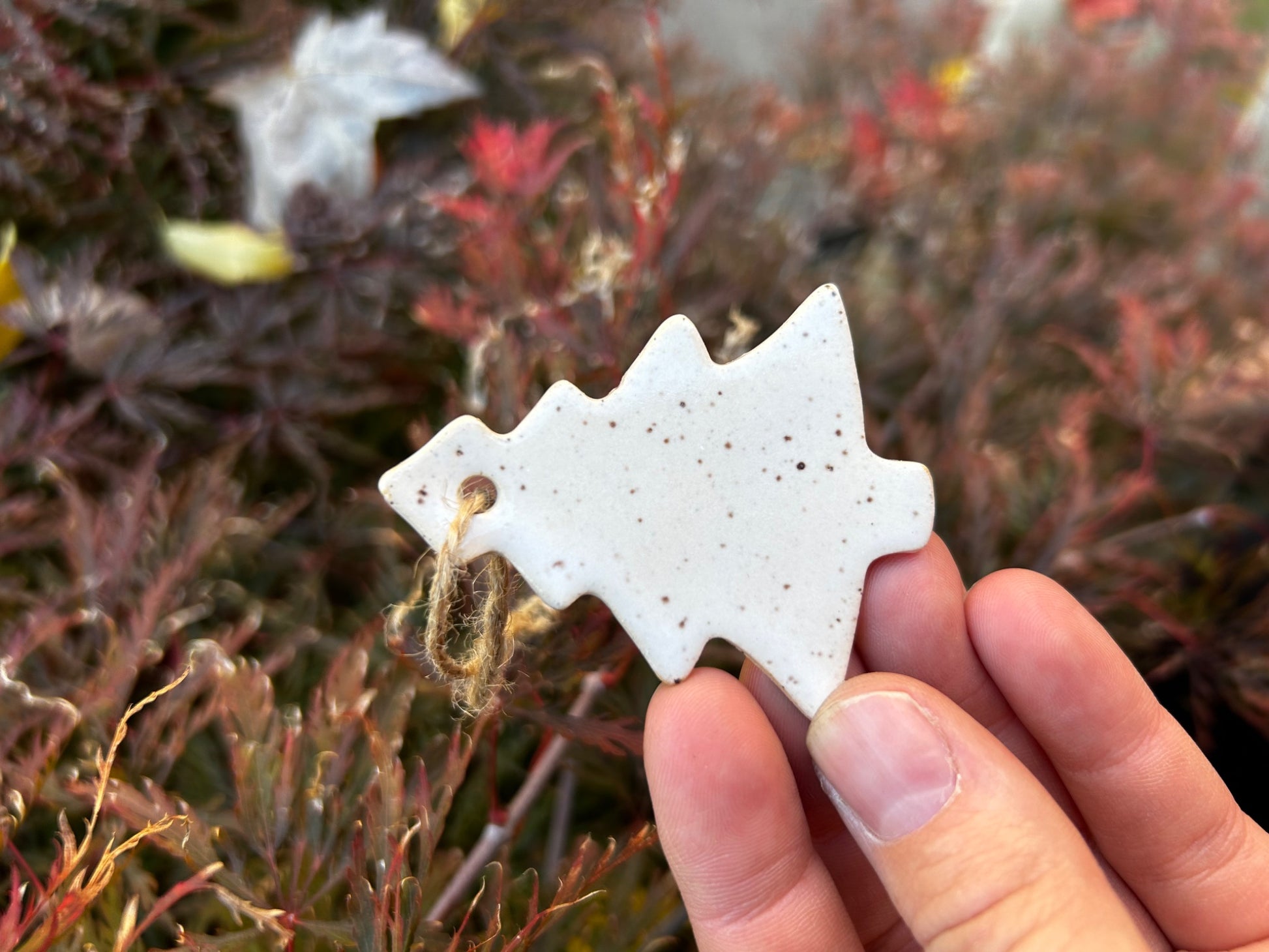 White Speckled Christmas Tree Ornament - 1