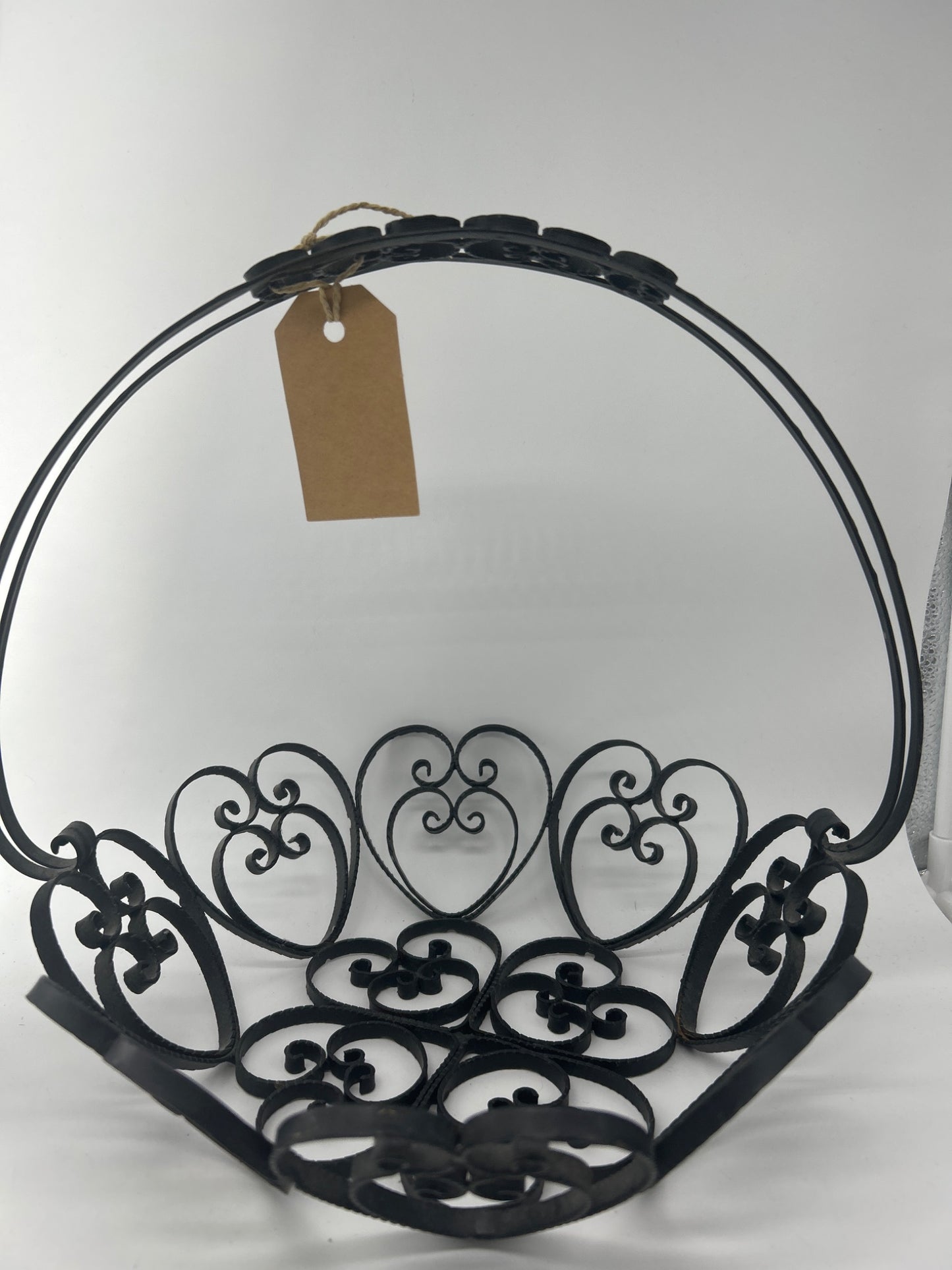 Wrought Iron Heart Basket  - 1