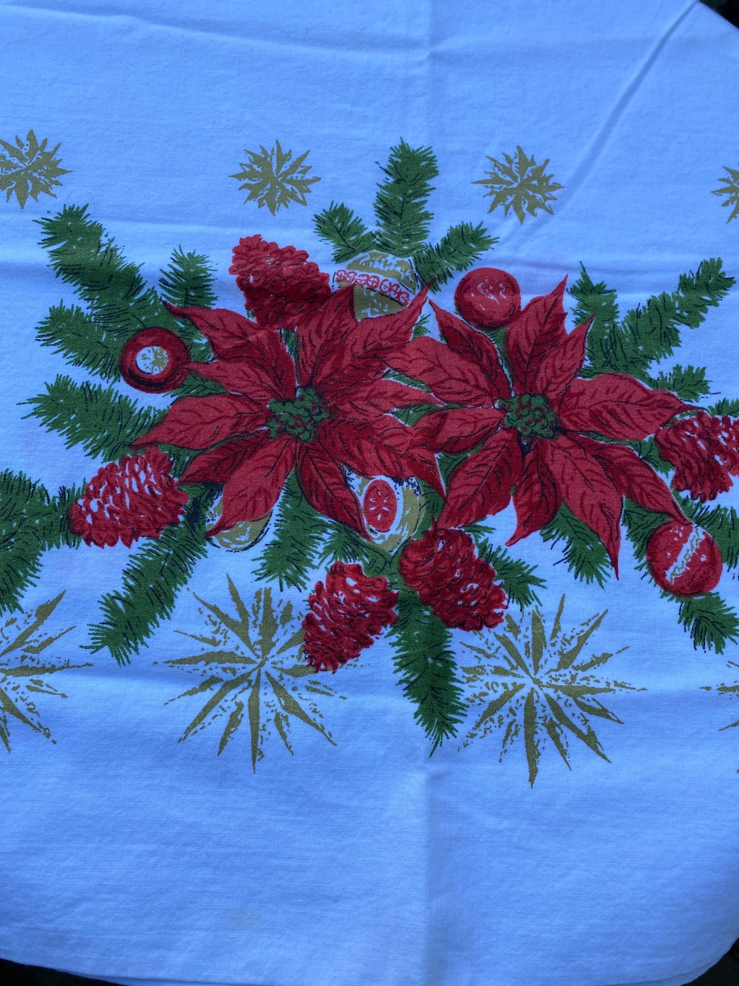 White Christmas Vintage Tablecloth - 1