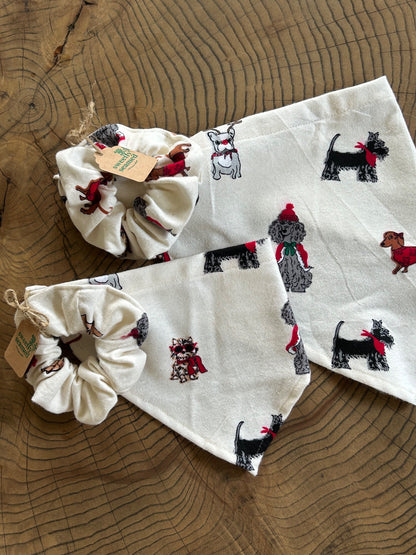 the snow pups dog bandana + scrunchie set - 3