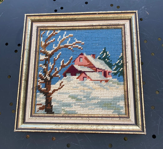 Pink Cabin Vintage Cross Stitch  - 1