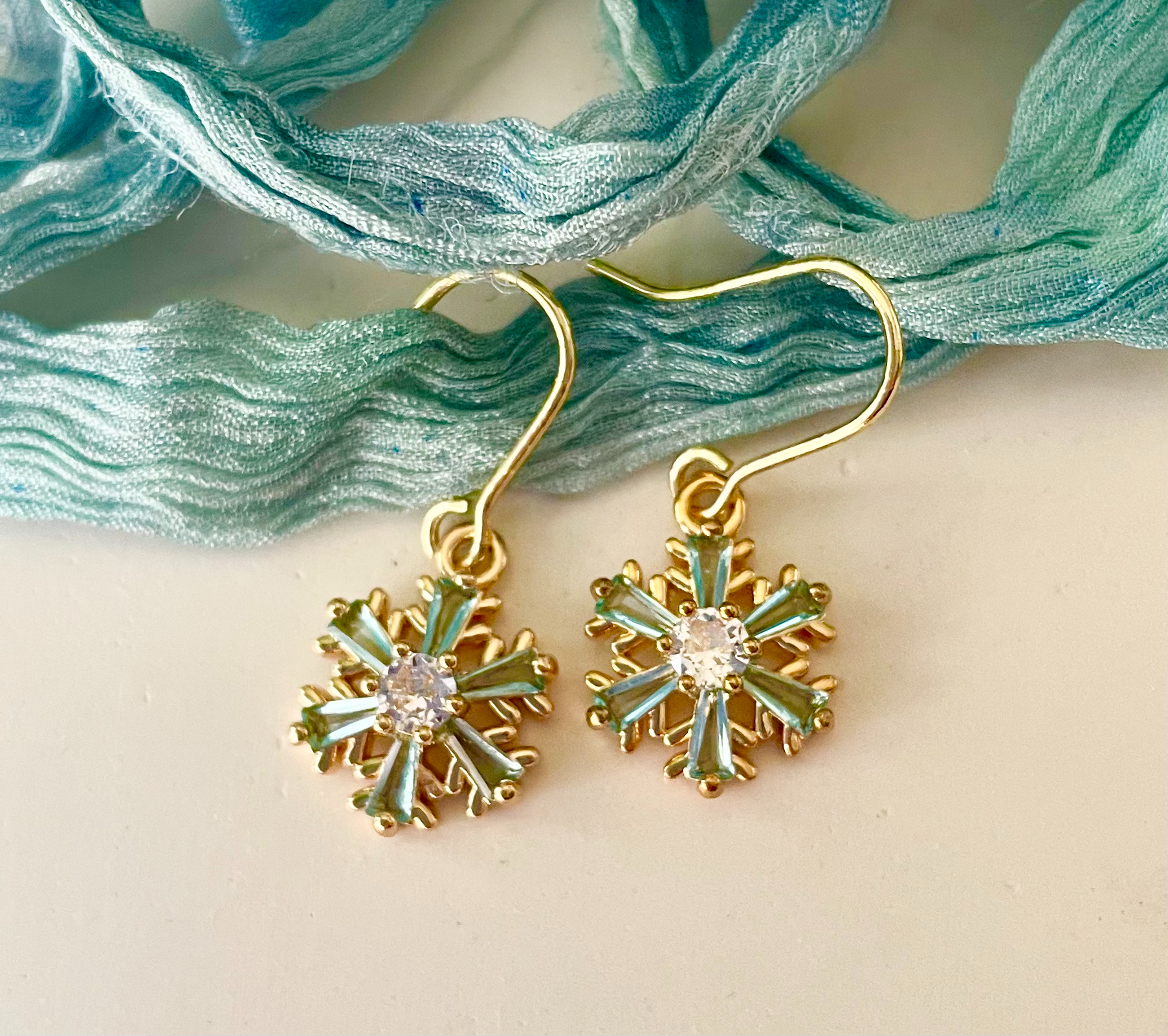 Ice Blue Snowflake Earrings - 1