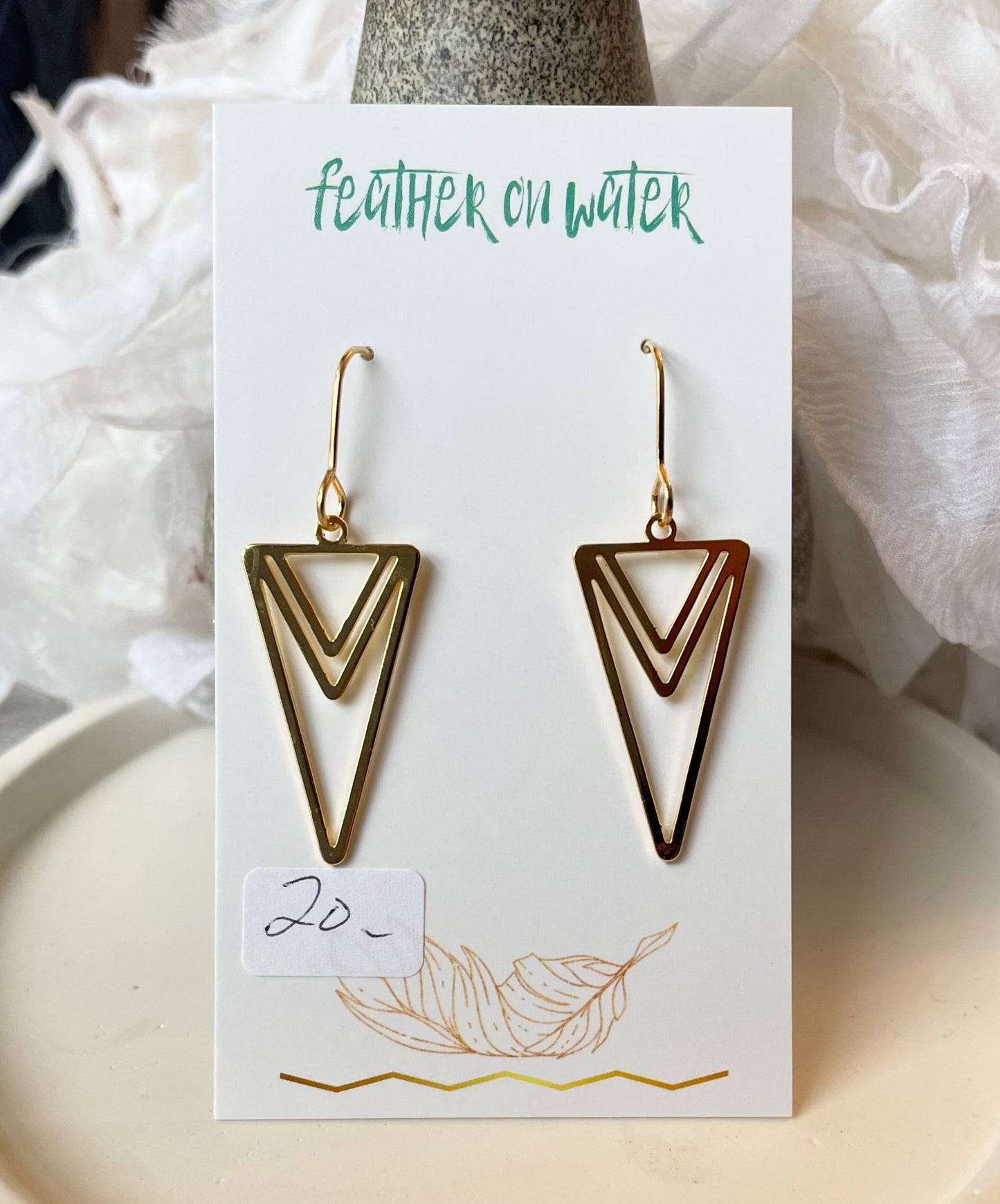 Gold Triangle Earrings - 1