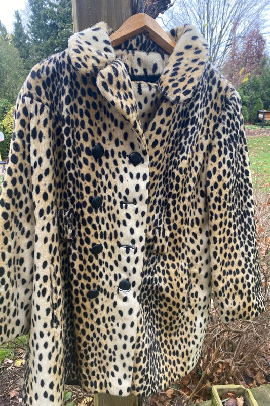 Leopard Faux Fur Vintage Swing Coat - 1