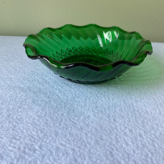  Anchor Hocking Green Glass Dish - 1