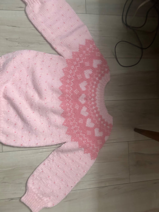 Pink heart sweater 8-10 - 1