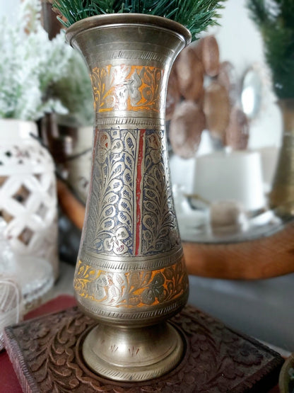 Brass Etched Vase - 2