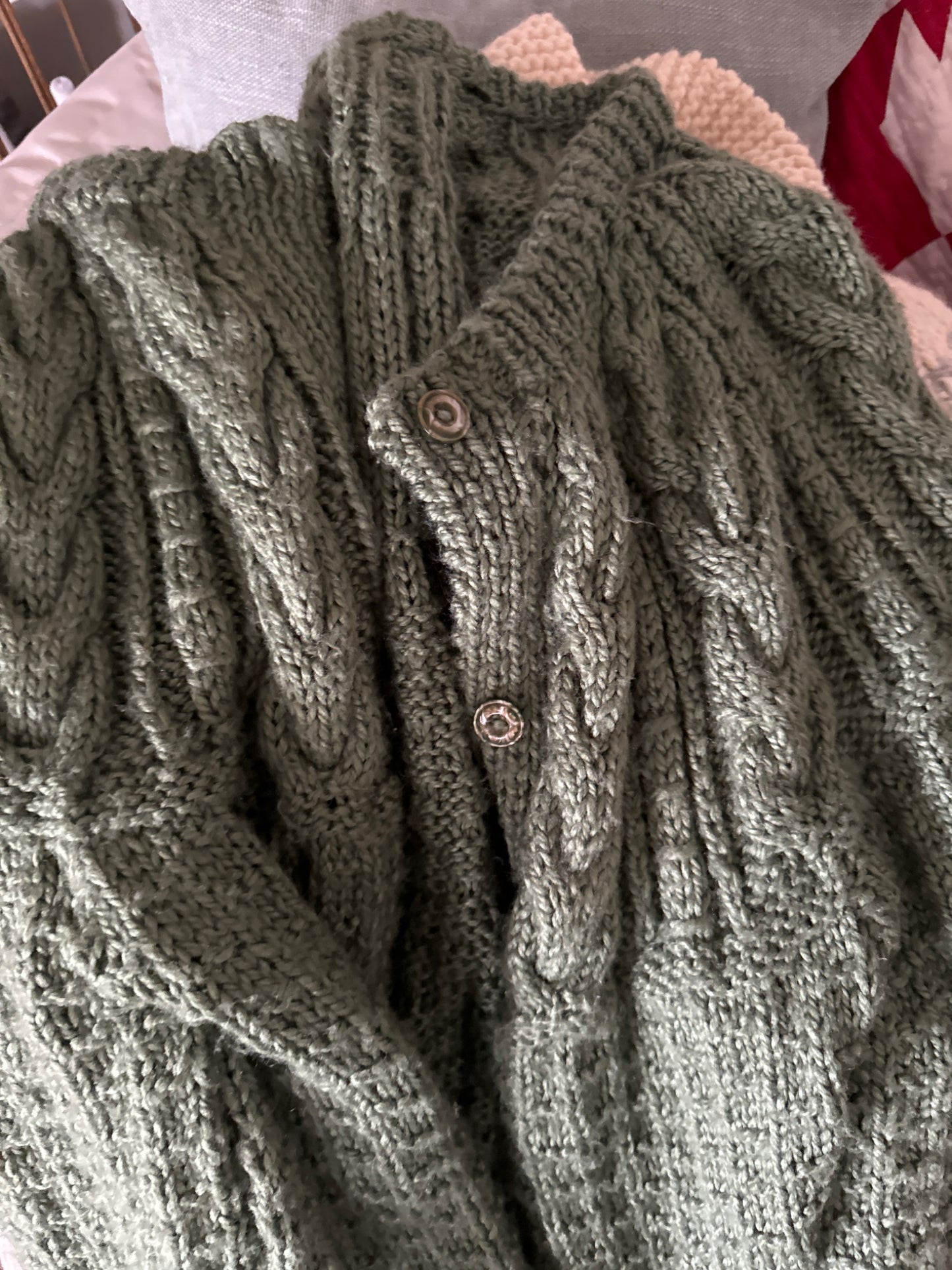 Green hand knit sweater - 1