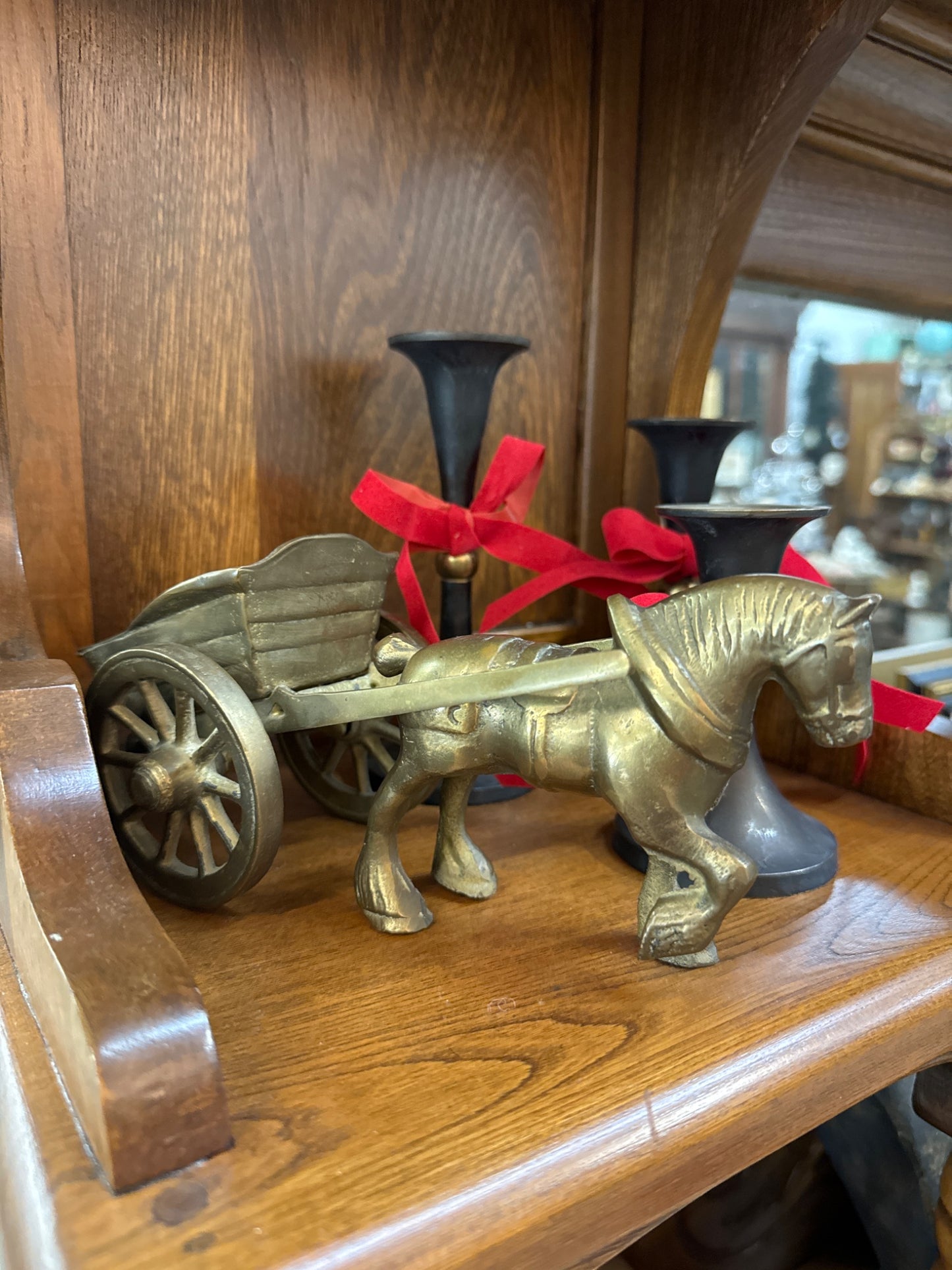 Brass horse and cart - 1