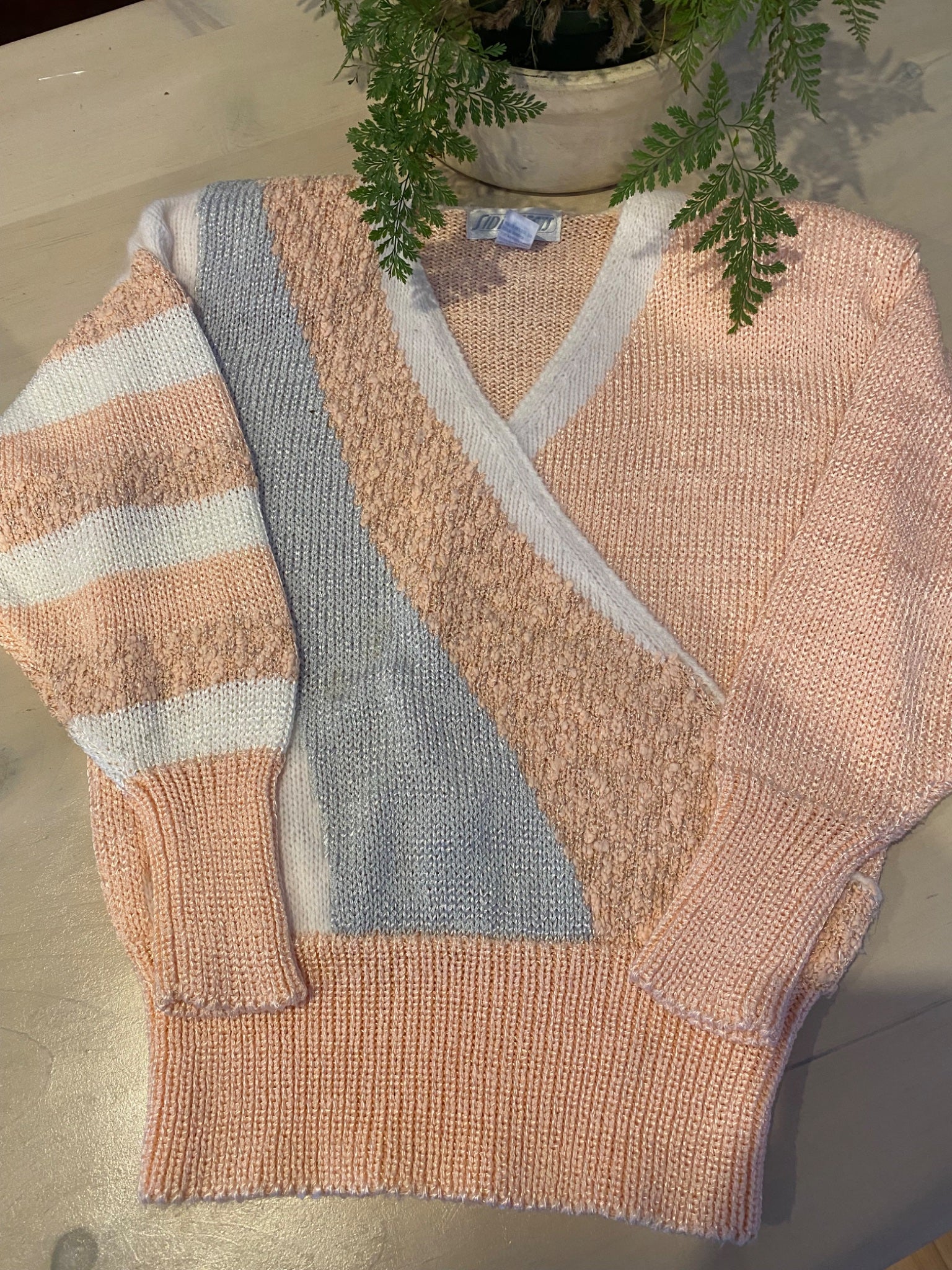 80’s Shimmer Sweater in Peach - 1