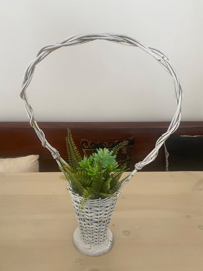 Antique White Wicker Planters - 3