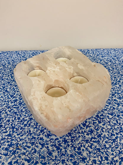 pink himalayan salt tealight holder - 1