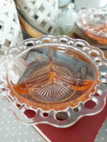 Pink depression glass dish - 2