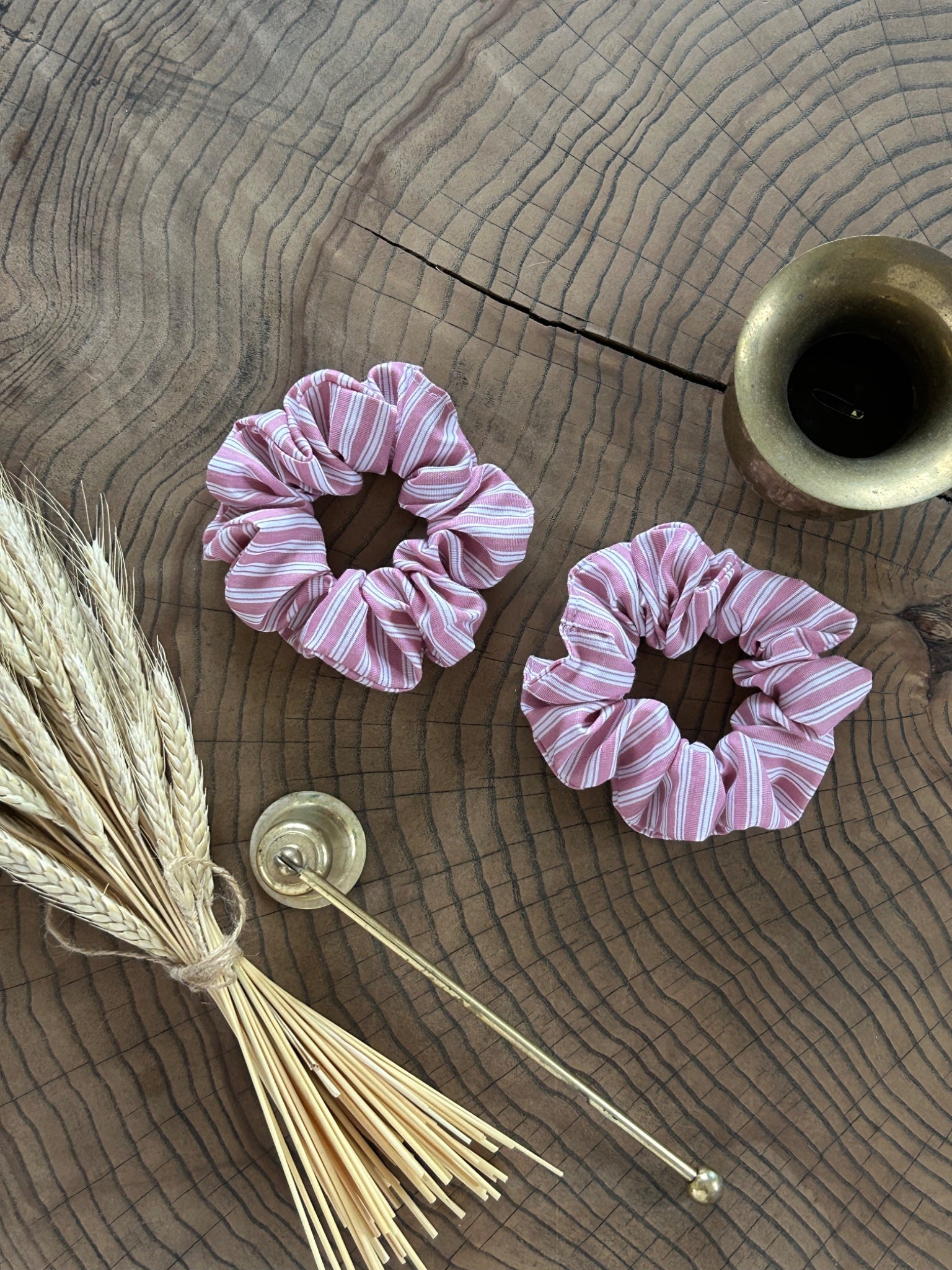 the rose pinstripe upcycled scrunchie - 1