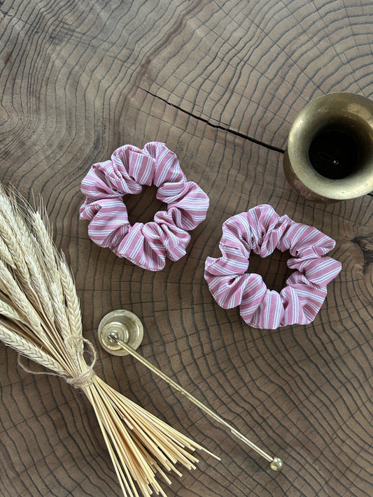 the rose pinstripe upcycled scrunchie - 1