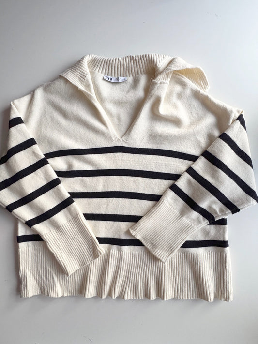 ZARA Striped Polo Sweater - 1