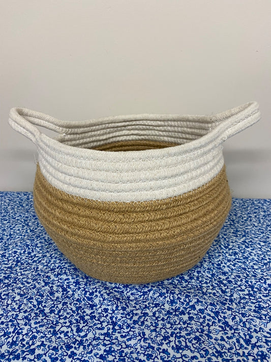 woven coil plant basket with tray - 1