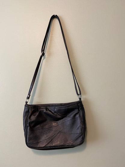 vintage black leather purse crossbody - 1