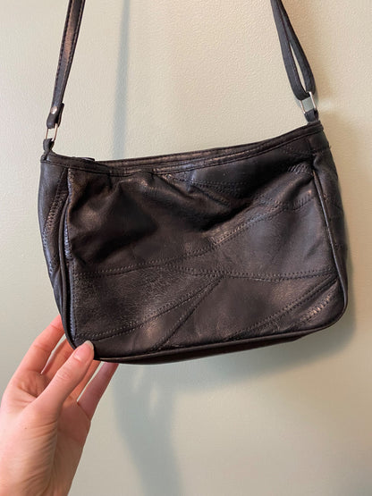 vintage black leather purse crossbody - 2