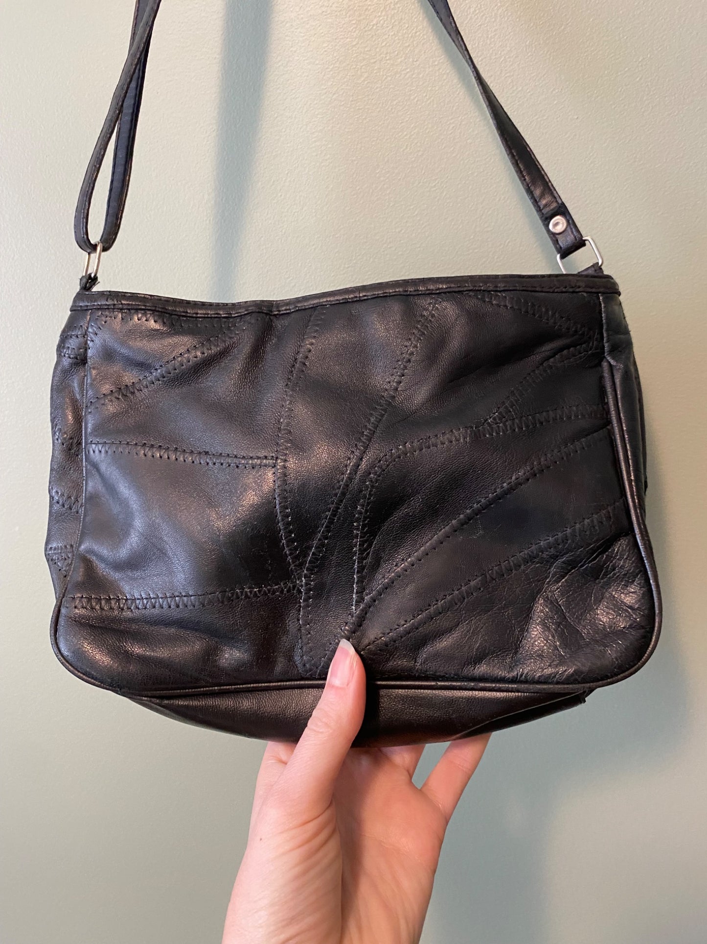 vintage black leather purse crossbody - 3