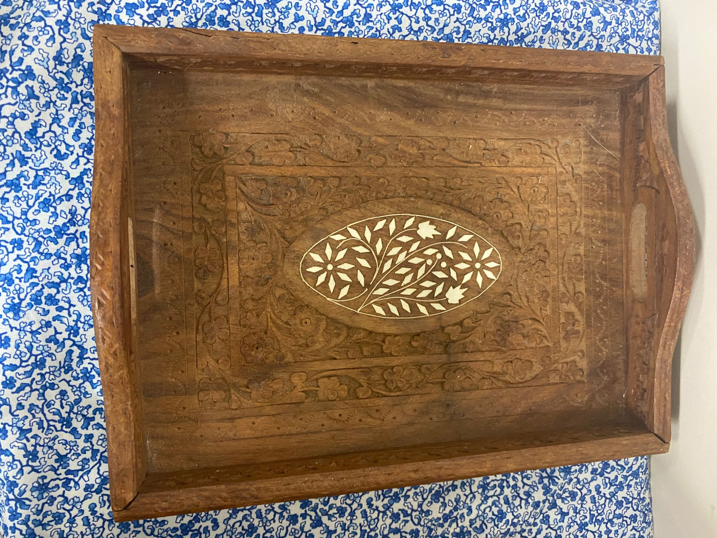 wooden rosewood tray with inlay - 2