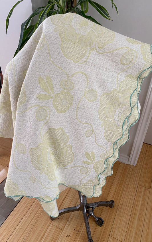 Vintage Woven Floral Coverlet - 1