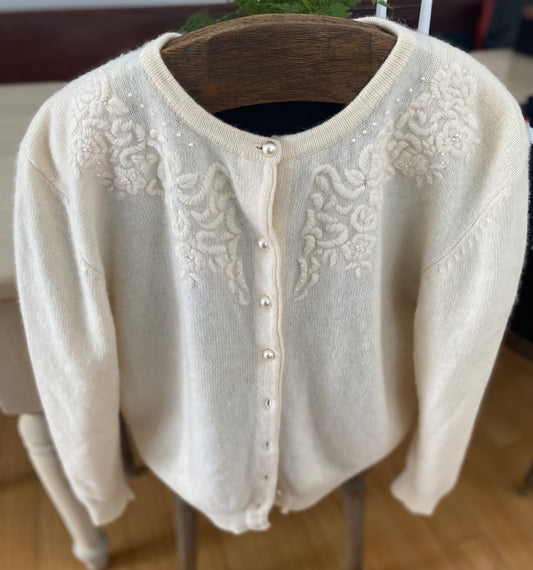 Vintage Lambswool Pearl Cardigan - 1