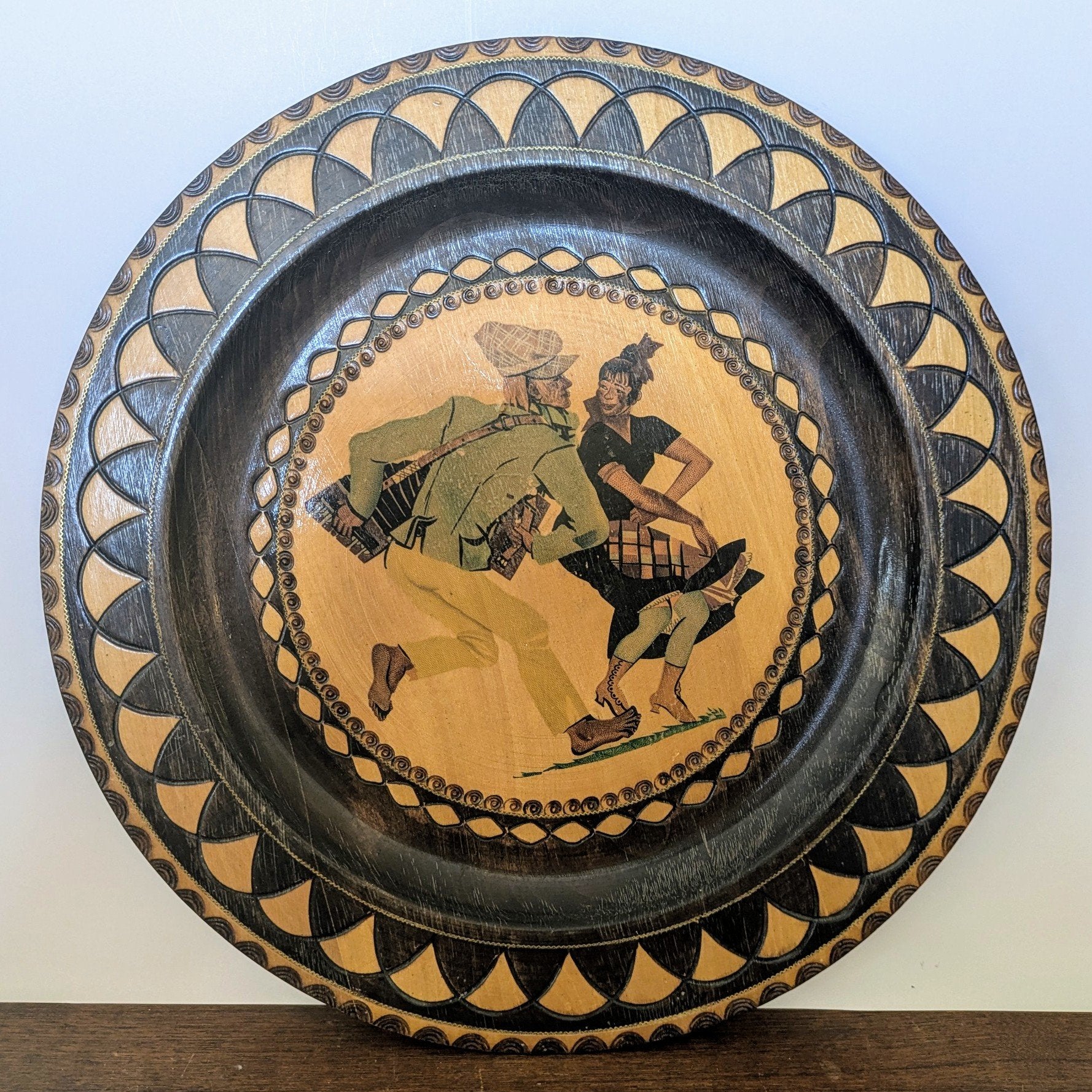 Wooden Plate with Dancers - 1