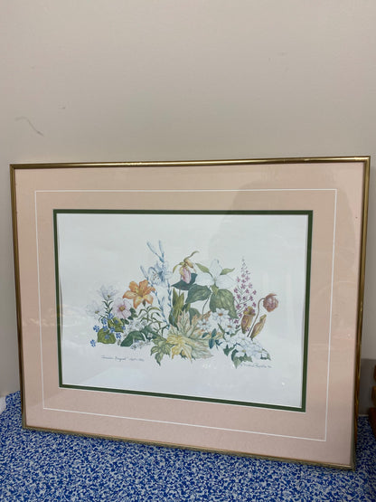 canadian bouquet art gold frame - 1