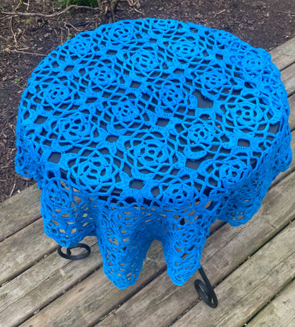 Blue Crochet Cover/ Tablecloth