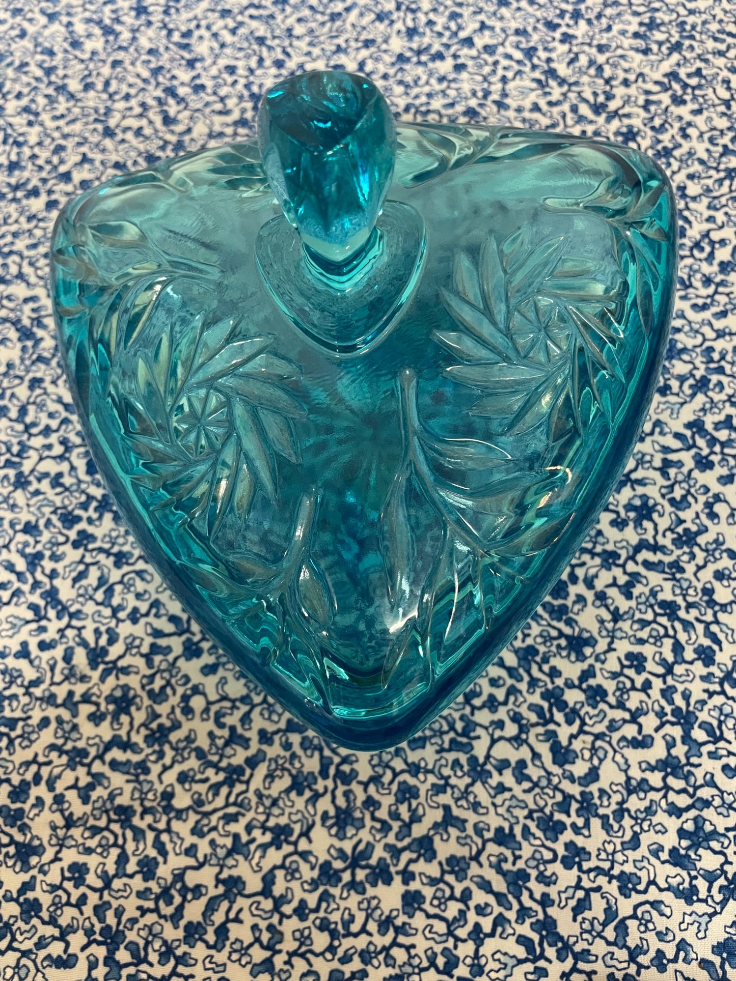 blue glass candy dish