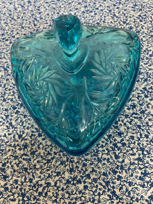 blue glass candy dish