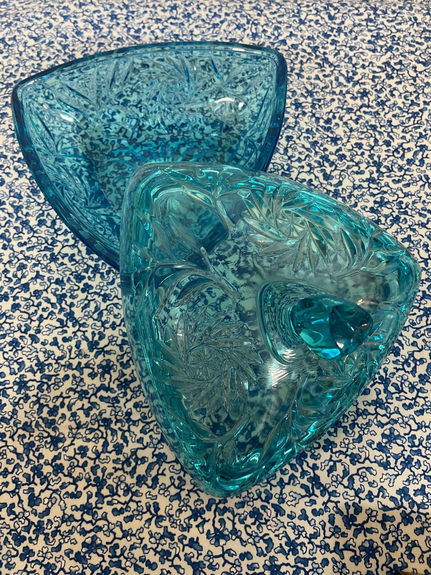 blue glass candy dish