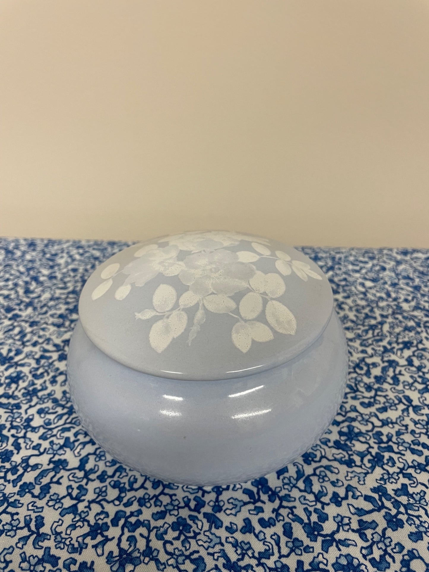 ceramic light blue floral trinket dish