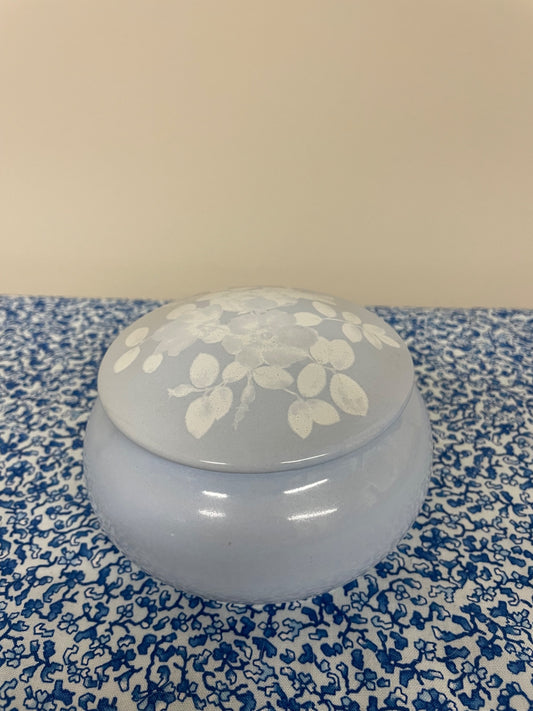ceramic light blue floral trinket dish