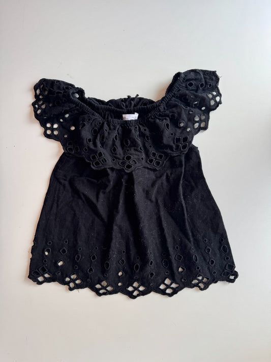 0519 Zara black eyelet top