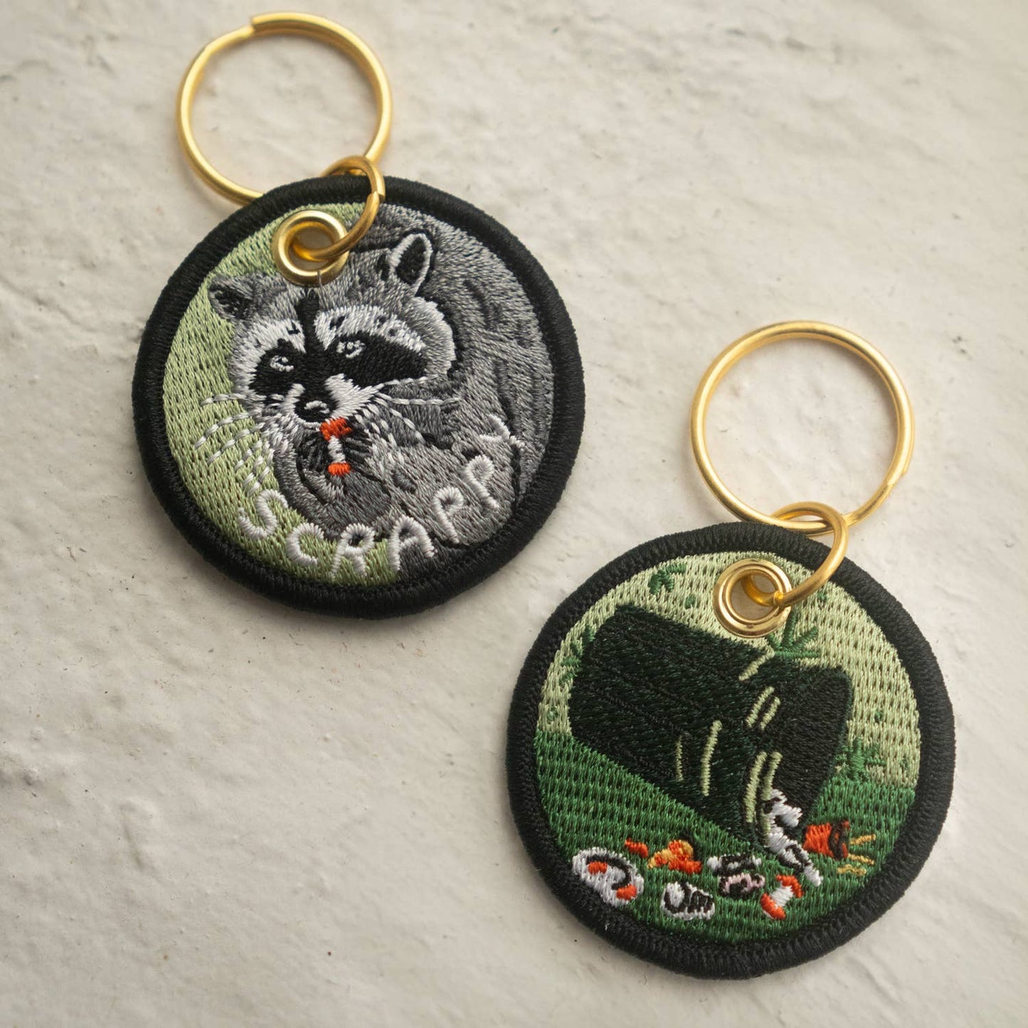 Scrappy Raccoon - Embroidered Keychain