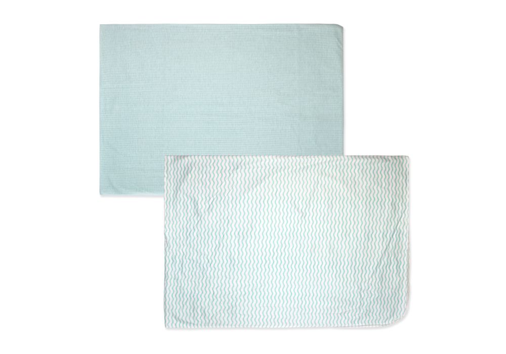 2-Pack Rib Knit Baby Wrap Swaddles: Aqua Waves